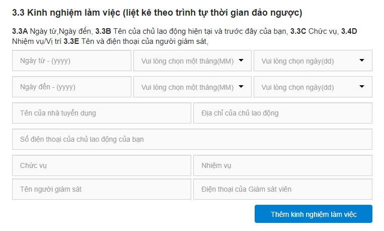 điền đơn xin visa Trung Quốc trực tuyến phần 3.1 visana